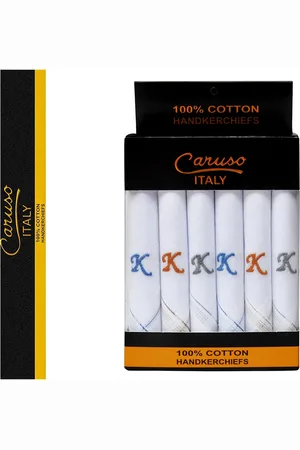 CARUSO White Pack of 6 Initial Monogram X Embroidery 100% Pure Cotton Handkerchiefs
