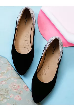 SHEZONE Women Black Printed Ballerinas