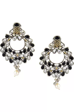DESI COLOUR Black & White Circular Drop Earrings