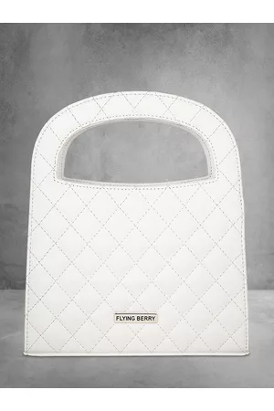 FLYING BERRY Women White Quilted Checked Handheld Bag