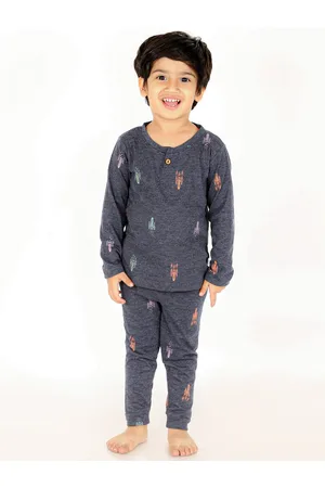 The Mom Store Boys Blue & Orange Printed Pure Cotton T-shirt with Pyjamas