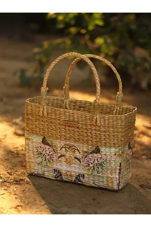 HABERE INDIA Beige Floral Shopper Tote Bag
