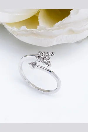 Shining Diva Women Platinum-Plated Silver-Toned Cubic Zirconia-Studded Finger Ring
