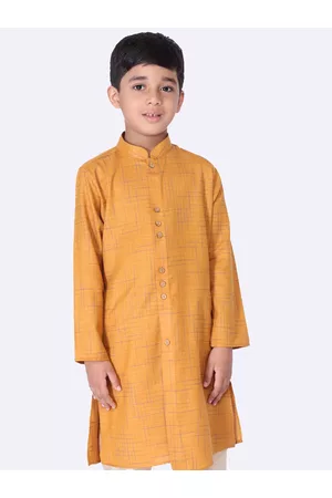 TABARD Boys Yellow Geometric Printed Cotton Kurta