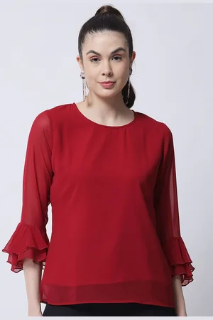 MARC LOUIS Women Maroon Georgette Top