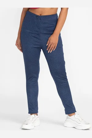 Globus Women Navy Blue Printed Slim Fit High-Rise Trousers