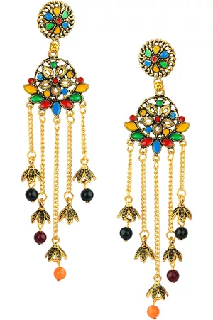 DESI COLOUR Gold-Toned Contemporary Drop Earrings