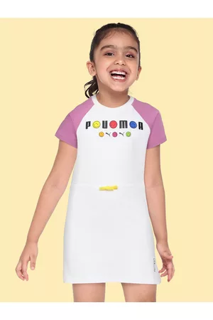 PUMA Girls White x Smiley World Pure Cotton T-shirt Dress