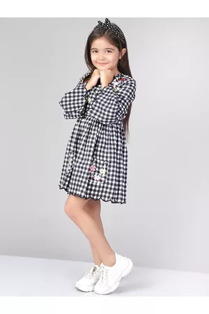 naughty ninos Girls Grey Printed A-Line Dress