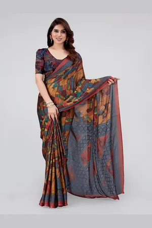 Mirchi Fashion Orange & Mustard Abstract Printed Saree