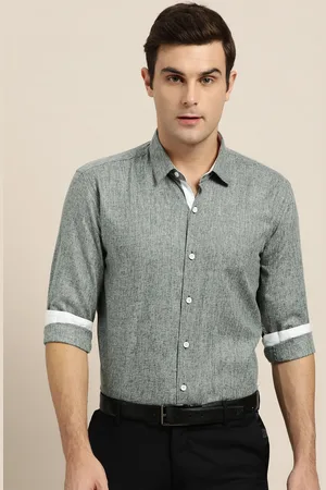 SOJANYA Men Green & Beige Regular Fit Self Design Formal Shirt