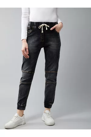 DOLCE CRUDO Women Grey Jogger Mid-Rise Clean Look Stretchable Joggers