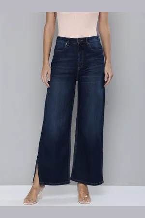 Flying Machine Women Blue Wide Leg High-Rise Light Fade Stretchable Jeans