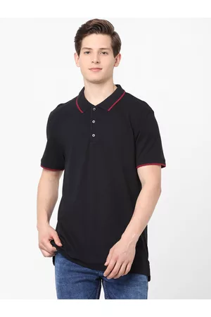 Celio Men Black Polo Collar T-shirt