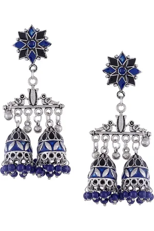 Silvermerc Designs Silver-Plated Contemporary Jhumkas Earrings