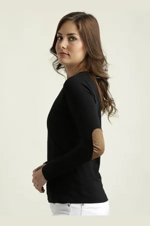 Miss Chase Women Black Solid Round Neck T-shirt