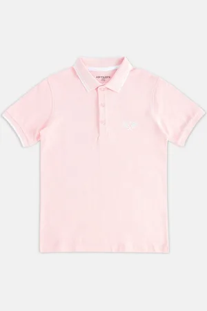 Pantaloons Boys Pink Solid Polo Collar Cotton T-shirt