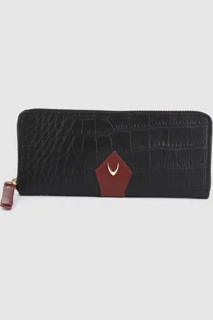 Hidesign Women Black Croc Textured Leather Zip Around Wallet