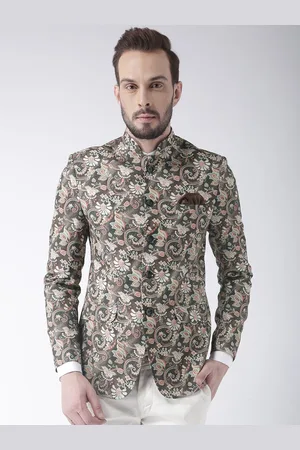 Hangup Men Grey Printed Single Breasted Blazer