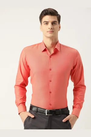 SOJANYA Men Dark Peach Classic Regular Fit Solid Formal Shirt