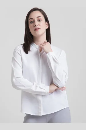 FableStreet Women White Regular Fit Solid Casual Shirt