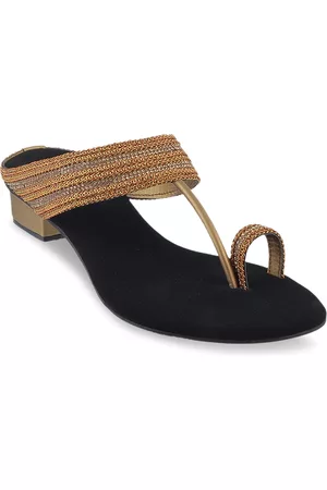 All Things Mochi Women Gold-Toned Woven Design Sandals