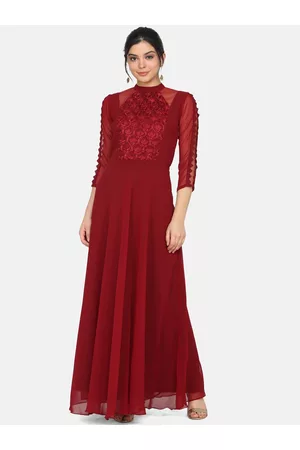 Eavan Women Maroon Solid Maxi Dress