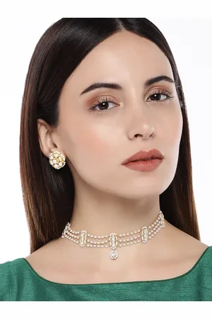 AccessHer Gold-Plated Handcrafted Kundan & Pearls Embellished Necklace Set