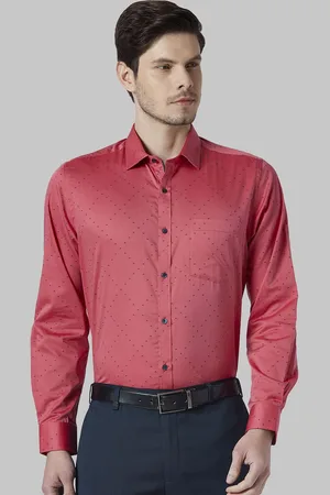 Park Avenue Men Red Slim Fit Self Design Formal Shirt