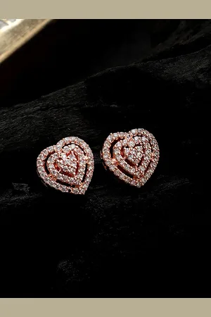Cardinal Rose Gold Heart Shaped American Dimaond Studs Earrings