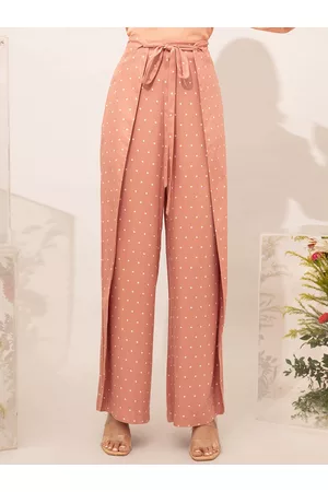 20Dresses Women Coral Wide Leg Polka Dot Parallel Trousers