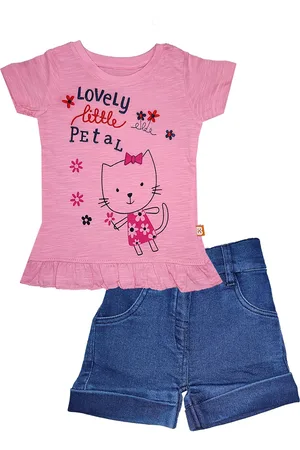 BodyCare Girls Pink & Blue Printed Top with Shorts