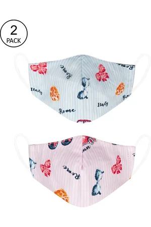 Vea Unisex Kids Pack Of 2 Printed Cotton 3-Ply Reusable Outdoor Cloth Masks