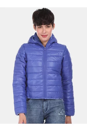 U.S. Polo Assn. Women Blue Solid Puffer Jacket