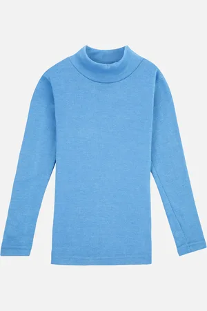 PROTEENS Girls Blue Solid High Neck Sweatshirt