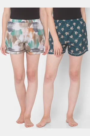 FashionRack Women Pack Of 2 Printed Cotton Lounge Shorts