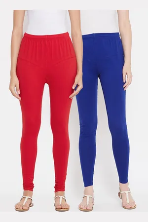 Tulsattva Women Pack Of 2 Red & Blue Solid Leggings