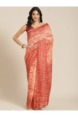 Kalista Orange Tie and Dye Gotta Patti Saree