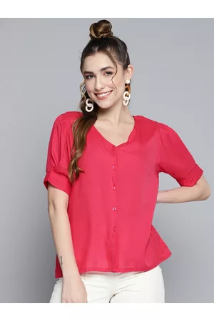 HERE&NOW Women Pink Solid Shirt Style Top