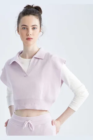 DeFacto Women Purple Crop Sweater Vest