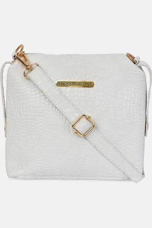 Bagsy Malone White Textured PU Structured Sling Bag