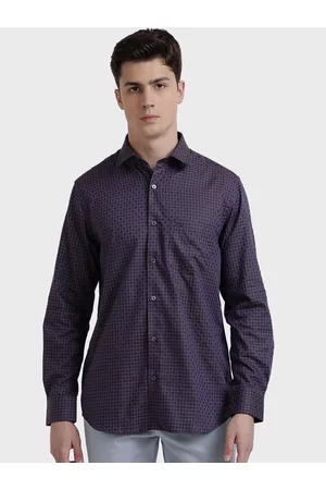 ColorPlus Men Brown Tailored Fit Printed Casual Shirt
