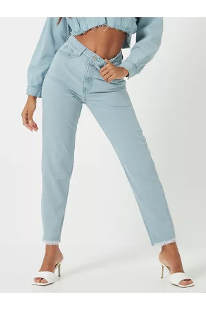 Missguided high rise crop leg carrot jeans in ecru