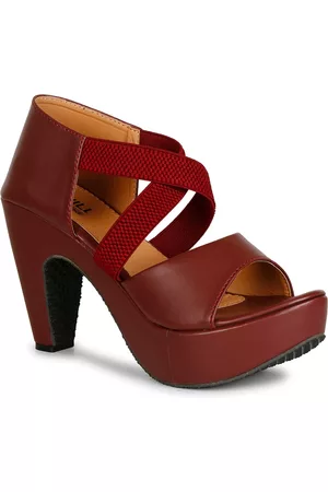 Denill Women Maroon Platform Sandals