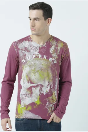 Huetrap Men Purple Printed V-Neck T-shirt