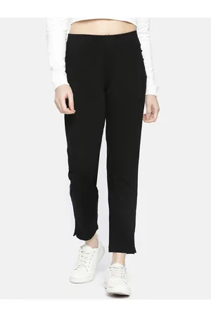 Dollar Missy Women Black Straight Fit Solid Cigarette Trousers