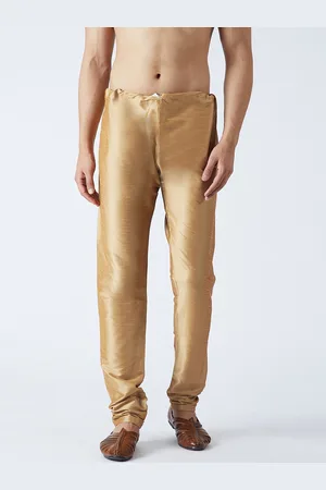 SOJANYA Men Gold Toned Solid Dupion Silk Pyjama