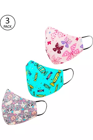 Tossido Kids Off-White Pack Of 3 Printed 3-Ply Cloth Mask