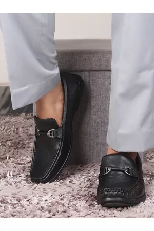 Red Chief Men Black Solid Leather Formal Loafers
