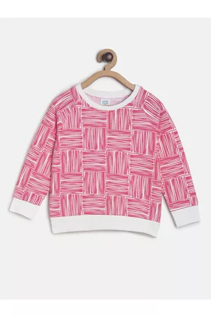 MINI KLUB Girls Pink Printed Pure Cotton Sweatshirt